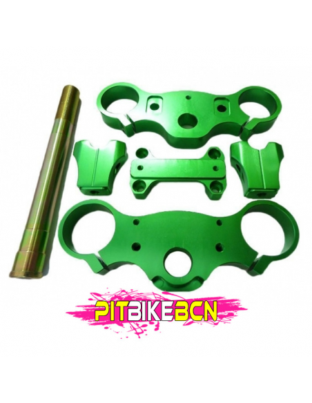 Tijas completas 165mm entre barras, fabricadas en CNC color verde