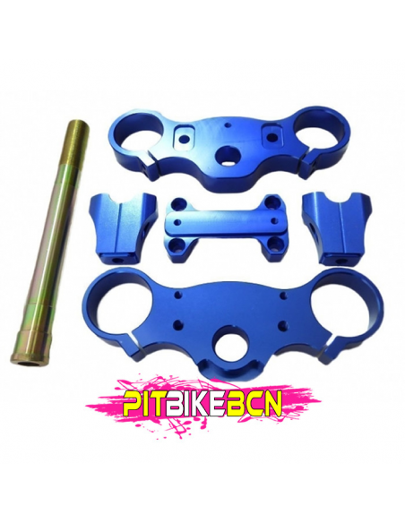 Tijas completas de 165mm entre barras, fabricadas en cnc, color azul