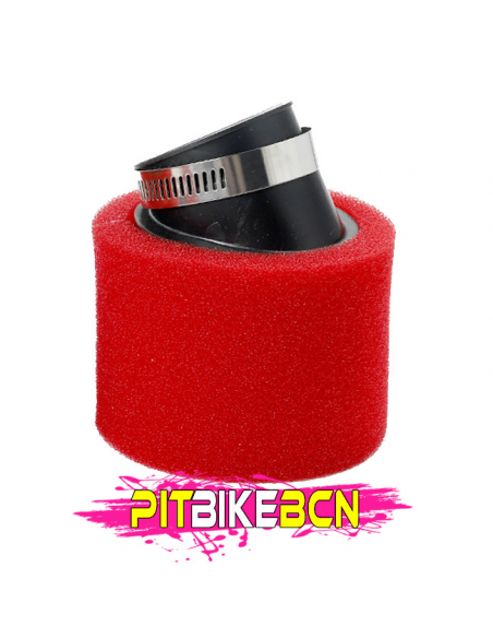FILTRO AIRE UNI ACODADO 42MM ROJO