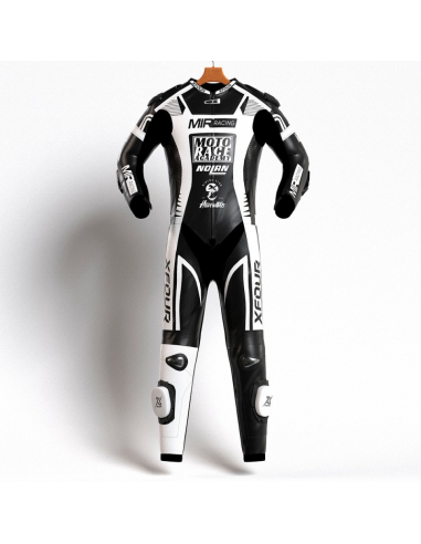 MONO XFOUR MODELO MOTO RACE NIÑO BLANCO Y NEGRO frontal