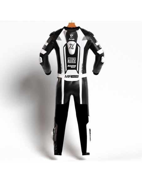 MONO XFOUR MODELO MOTO RACE NIÑO BLANCO Y NEGRO espalda