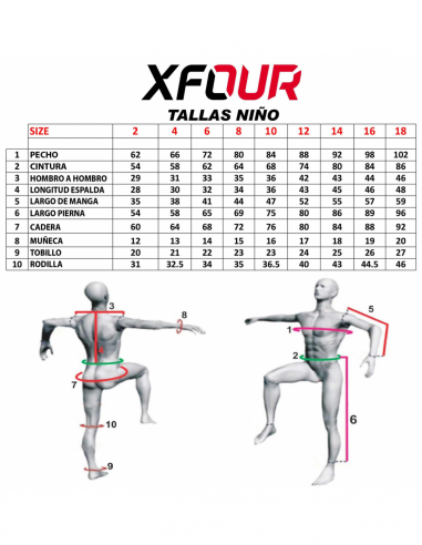 MONO XFOUR MODELO CASES ROJO Y NEGRO NIÑO medida