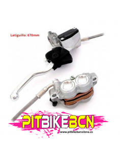 Kit freno delantero radial fórmula 4 pistones. Pinza 84mm / Latiguillo 670mm