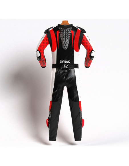 MONO MODELO ROJO FLUOR BLANCO Y NEGRO espalda